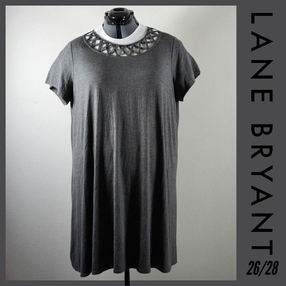 Lane Bryant Charcoal Gray Embellished Neckline Dress Plus